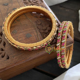 Single Line Kundan Bangle-Dice and Slice-Pink Red-G3696